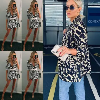 

2019 Women Fashion OL Work Suit Ladies Long Sleeve Slim Casual Leopard Jacket Coat Outwear Top