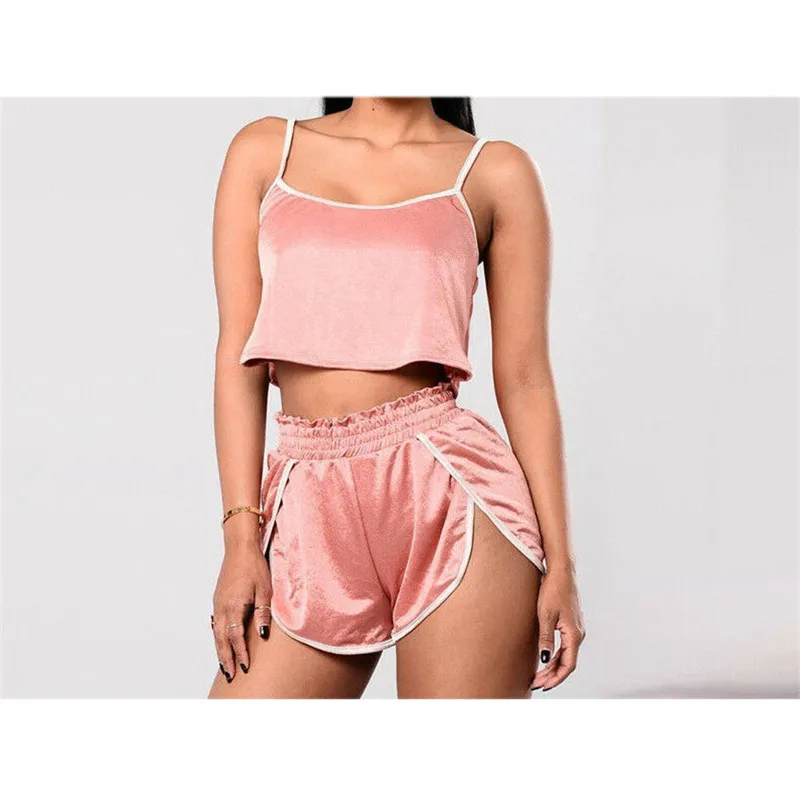 Женский пижамный комплект из 2 предметов однотонное нижнее белье без рукавов для