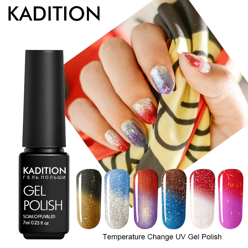 

KADITION Temperature Change Nail Polish UV LED Nail 3-layers Nail Gel Polish Soak Off Color Changing Gel Lacquer Thermo Varnish