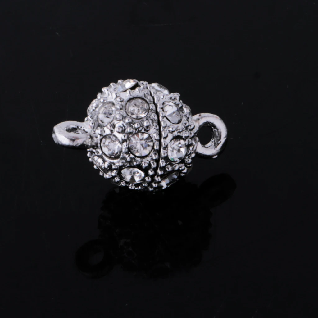 18 Pieces Rhinestone Round Ball Magnetic Clasp Fit Necklace Bracelet DIY Findings Mixed Color Shop Supply