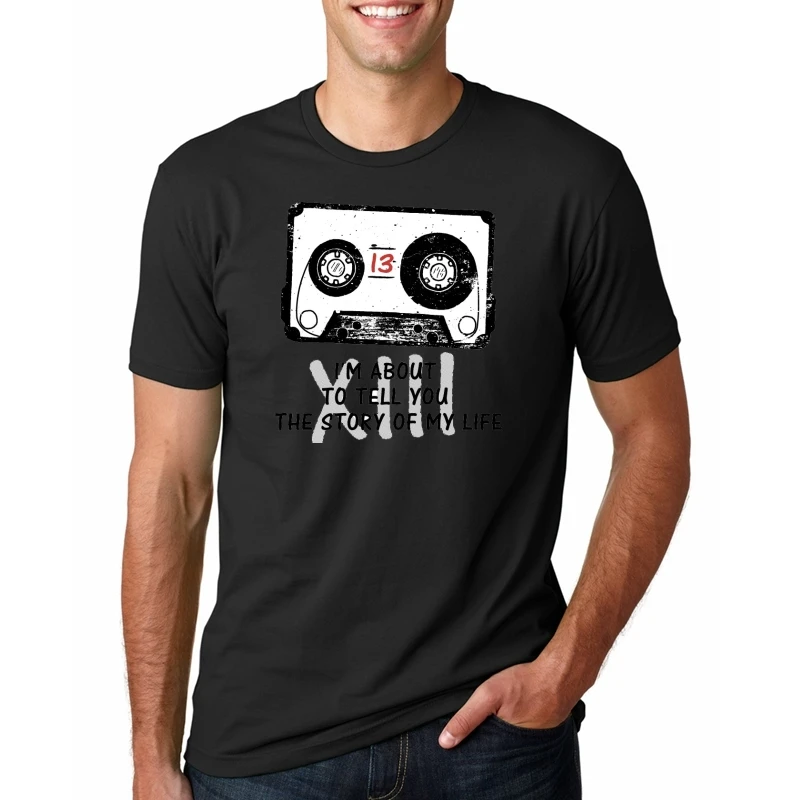 

13 Reasons Why movie tv Men T-Shirt thirteen Reasons Why Printed t shirt Men Summer Short Sleeve Casual White Tops Hipster Tees