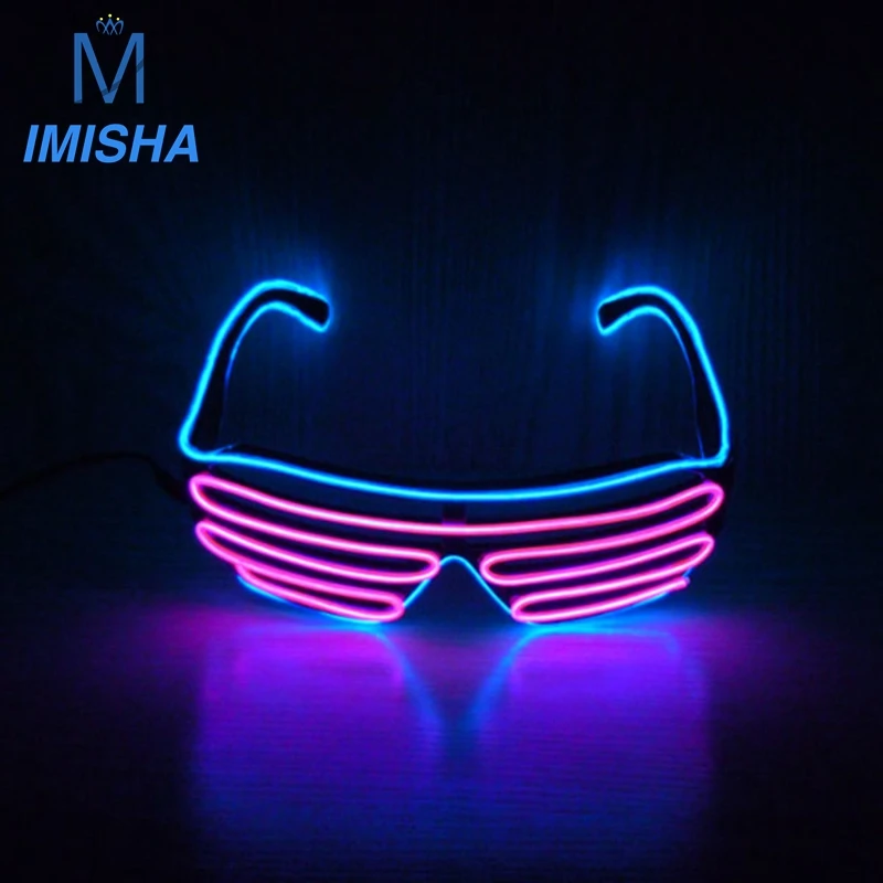

2017 Halloween Gifts Shutter Glasses Led Christmas gift Light up Glow Glowing El wire sunglasses with 2 AA battery opperated z20