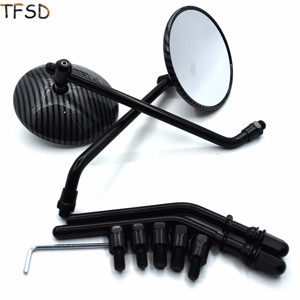 

Motorcycle rearview back side mirrors 10mm screw carbon fiber skin For Kawasaki ZX6R ZX636 ZX10R Z1000 Z750R Z1000SX NINJA 1000