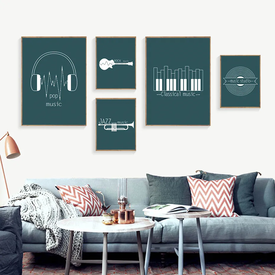 Music-Studio-Related-Creative-Wall-Art-Picture-Minimalist-Line-Drawing-Blue-Paper-Posters-Prints-Home-Decor