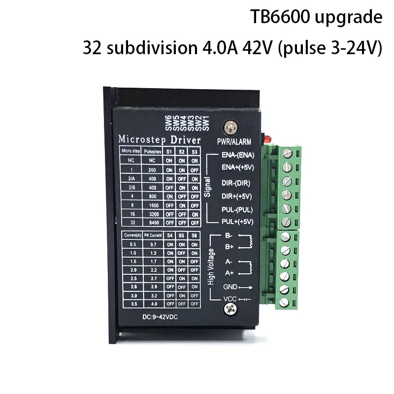 

42/57 stepper motor driver TB6600 upgrade version 32 subdivision 4.0A 42V (pulse 3-24V) Can be used in 3D printers etc