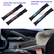 Fashion New logo 2017 For RS Cotton 2pcs/lot Carbon Fiber Auto Crevice Inserts Protective Padding embelm car Seat Gaps Plug Pad