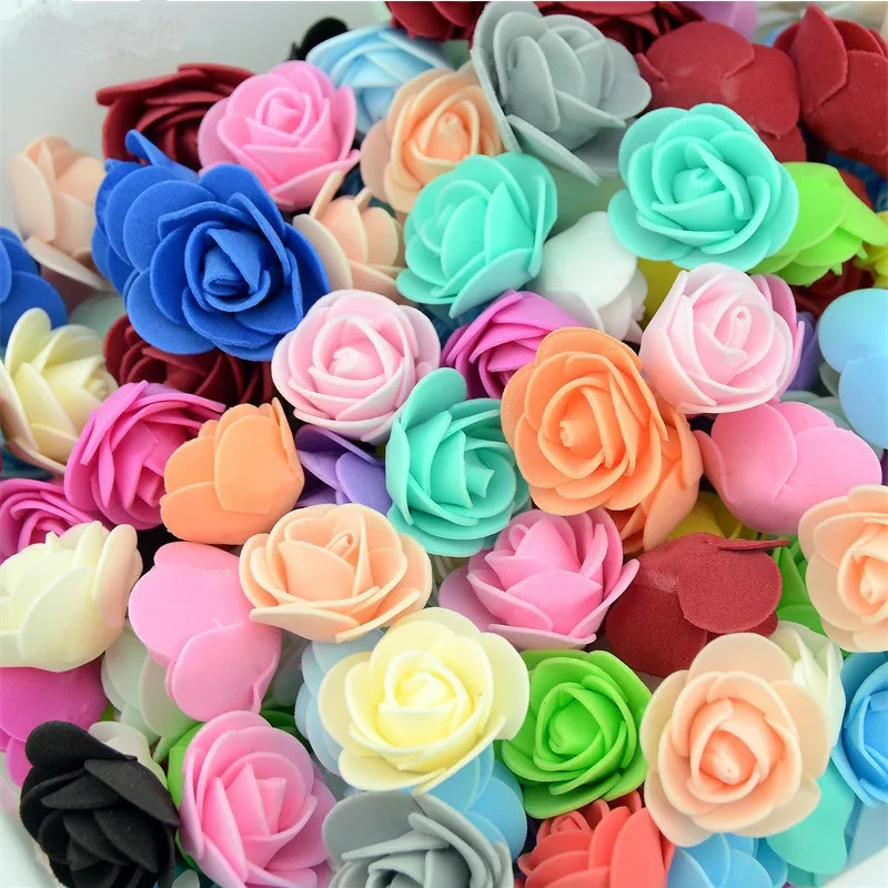 

20pcs 3cm PE Rose Head Artificial Rose Flowers For Wedding Home Decoration DIY Wreath Scrapbooking Craft Black Grey Fake Flowers