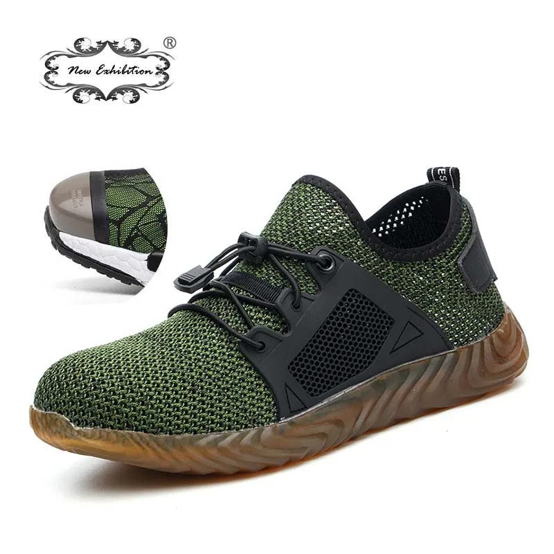 Tanie Nowa wystawa 2019 lekkie mody oddychające obuwie ochronne męskie ze stali Toe anti smashing sneaker pracy buty ochronne 35 46