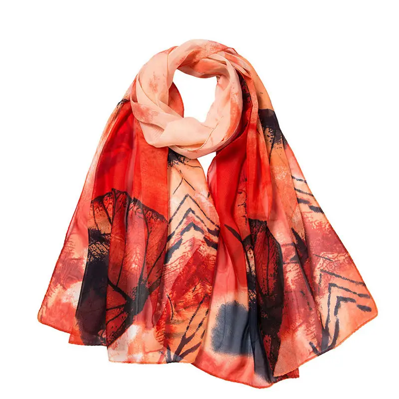  Fashion Women Leaves Printing Long Soft Wrap Scarf Ladies Shawl women's scarves handkerchief hijab scarf 40FE2505
