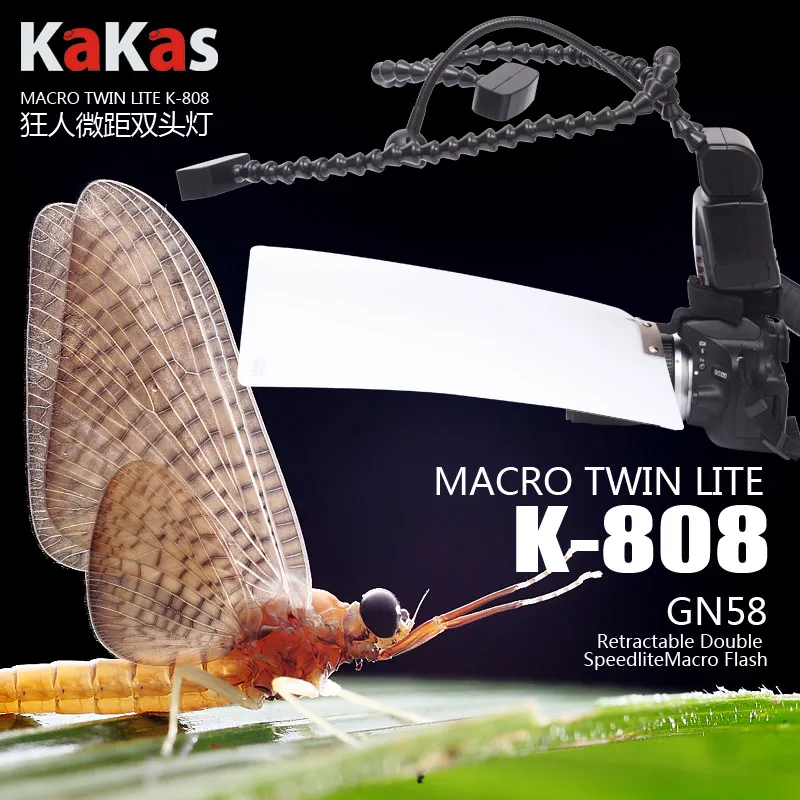 매크로 트윈 라이트 kuangren kakas k-808 매크로 플래시 라이트 스피드 라이트 GN58 캐논 니콘 펜탁스 DSLR 카메라
