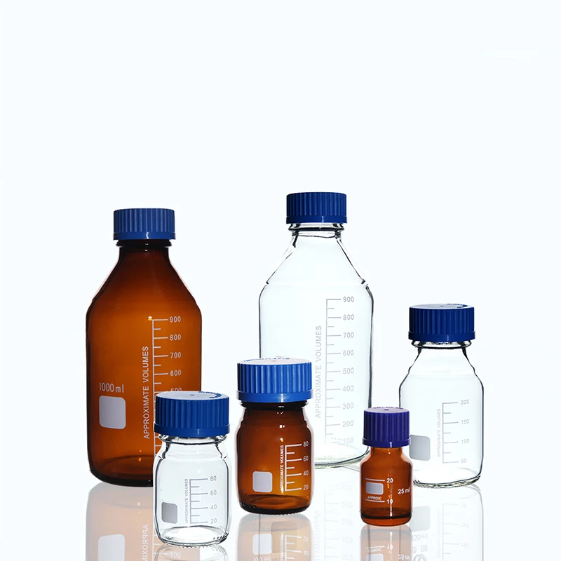 Laboratory Glassware Chemical Blue Screw Cap Amber Reagent BottleFlask