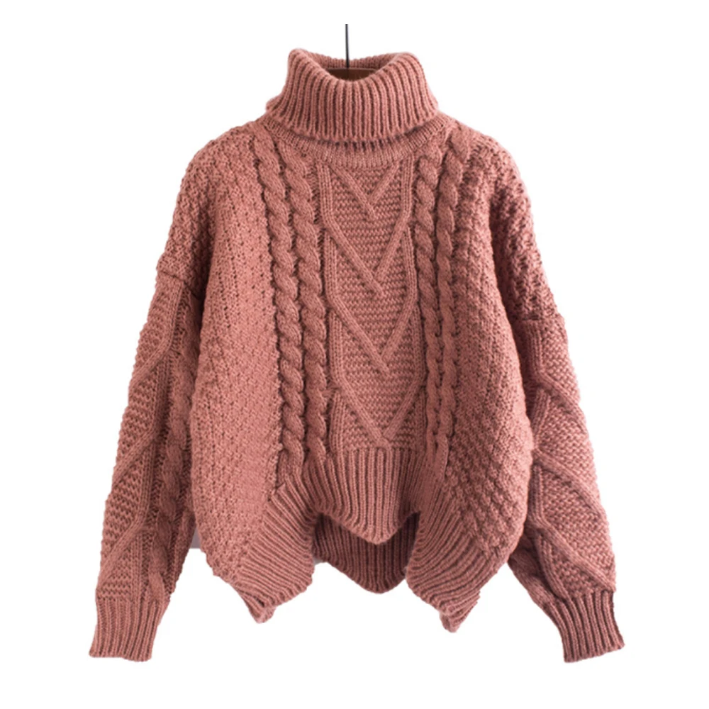 

Women Sweater Thick Pullovers Turtleneck Long sleeve Winter Fall Spring Clothes Lady Female Tweed Tops Knitwear Chaqueta Topi