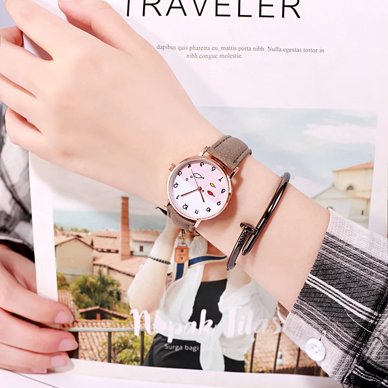 

Students Dress Hours Fish pond style Luxury Wrist Watch Kids Fashion Children Quartz WristWatch Gift For Girls relogio infantil