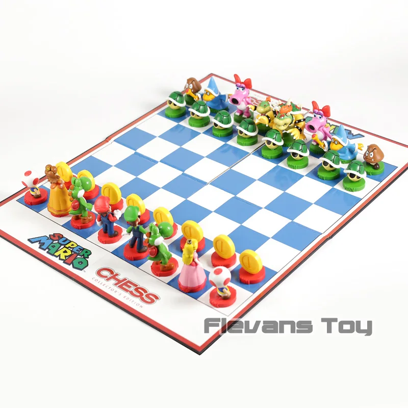 Братья Супер Марио шахматы Коллекционер издание Марио Луиджи персиковый гриб Koopa фигурки модели из ПВХ игрушки набор