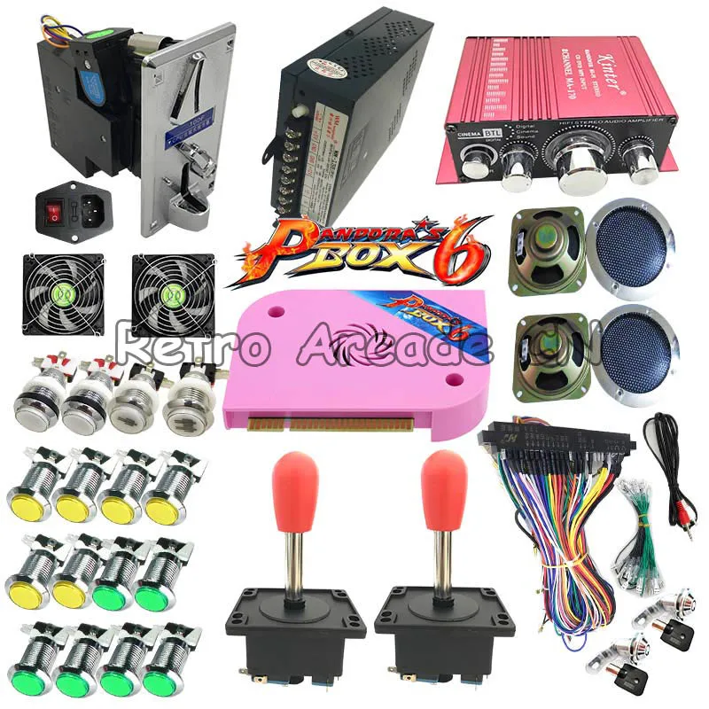 Полный Комплект Аркады с 3D Pandora Box 6 PCB 1300 в 1 плата Jamma жгут монета акцептор джойстик