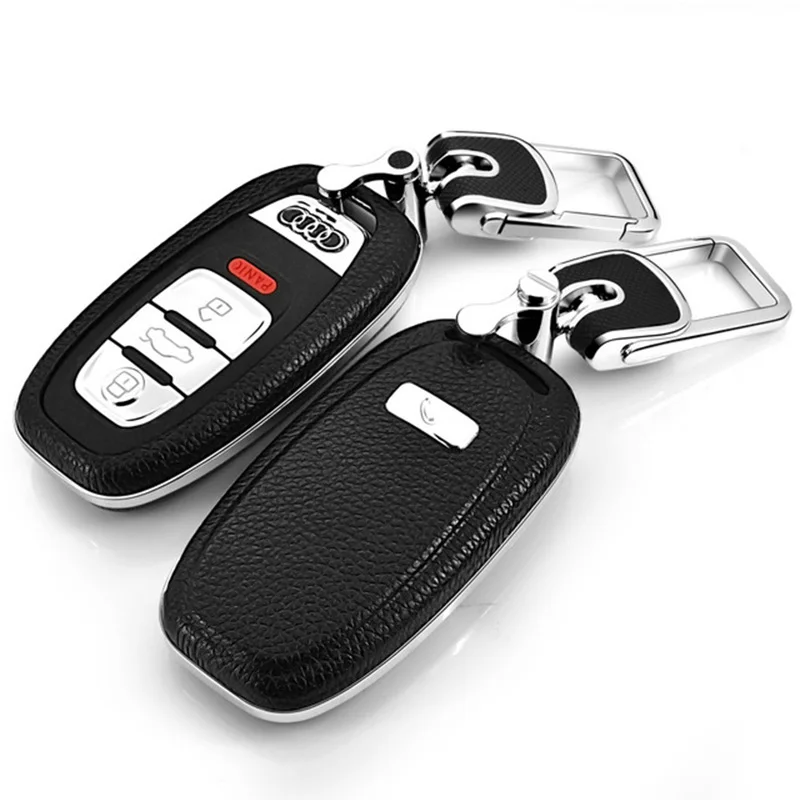 Автомобильный ключ крышка чехол Брелок держатель для Audi A4 A4L A5 A6 A6L Q5 RS7 S7 A7 A8 Q5 S5 S6 оболочки пульт дистанционного управления для укладки волос аксессуары - Название цвета: black set
