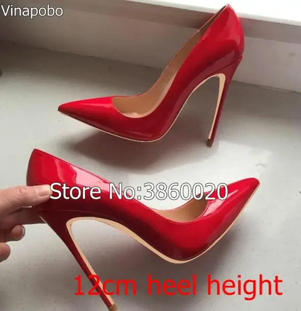 Vinapobo/ г. Новые модные женские туфли-лодочки на высоком каблуке Классические пикантные свадебные туфли на тонком каблуке, белого, красного, бежевого цвета, большие размеры 34-43 - Цвет: red 12cm heel