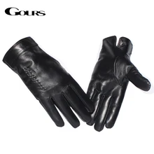 Gours, перчатки из натуральной кожи для мужчин, модный бренд, настоящая овчина, плетение, черные перчатки для сенсорного экрана, теплые зимние варежки, новинка, GSM055 Gours, перчатки из натуральной кожи для мужчин, модный бренд, настоящая овчина, плетение, черные перчатки для сенсорного экрана, теплые зимние варежки, новинка, GSM055