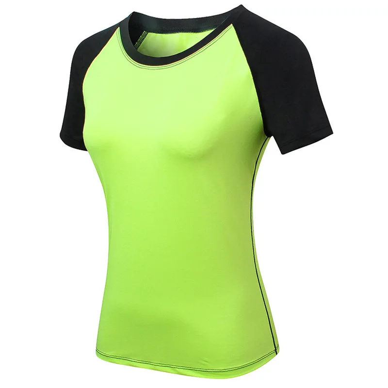 Женская футболка s, тренировочная женская футболка, спортивный топ, спортивная одежда для женщин, спортивный Топ для женщин, женский топ для фитнеса, компрессионная футболка для спортзала - Цвет: Fluorescent Green