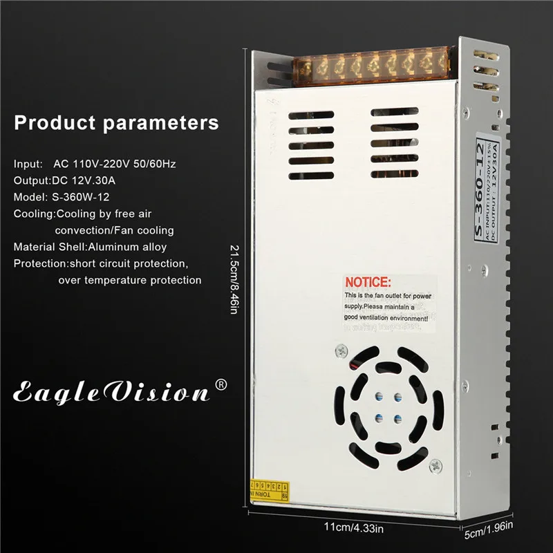 CARPRIE Мощность преобразователь переменного тока 110 V-220 V DC/DC 12 V 360 W переключатель Питание Драйвер адаптер Светодиодные ленты света S-360W-12 je10