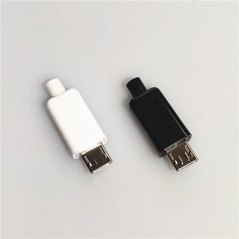 10PCS/LOT YT2153B Micro USB 4Pin Male connector plug Black/White welding Data OTG line interface DIY data cable accessories