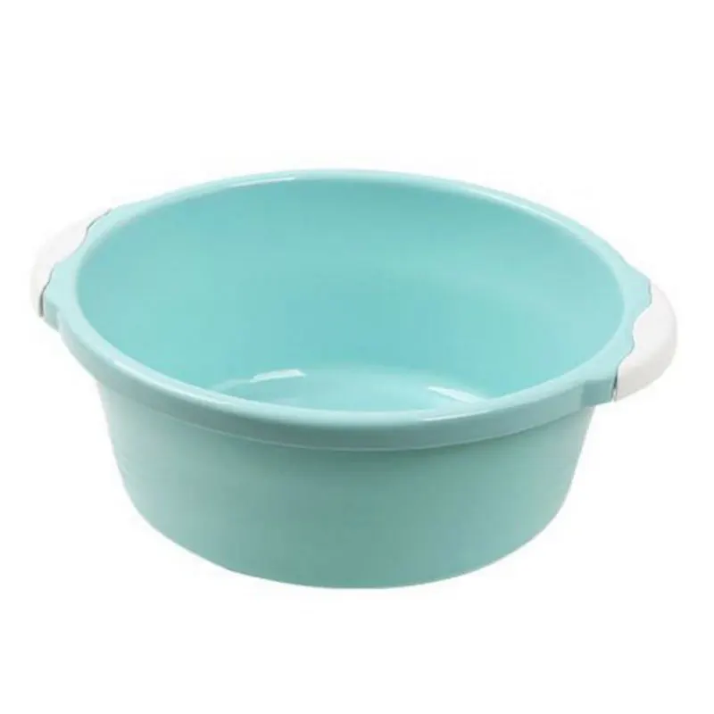Круглая пластиковая Ванна для умывальника С нескользящими ручками, для мытья одежды, для мытья посуды, портативная ванна, бытовые инструменты для уборки - Цвет: Blue L
