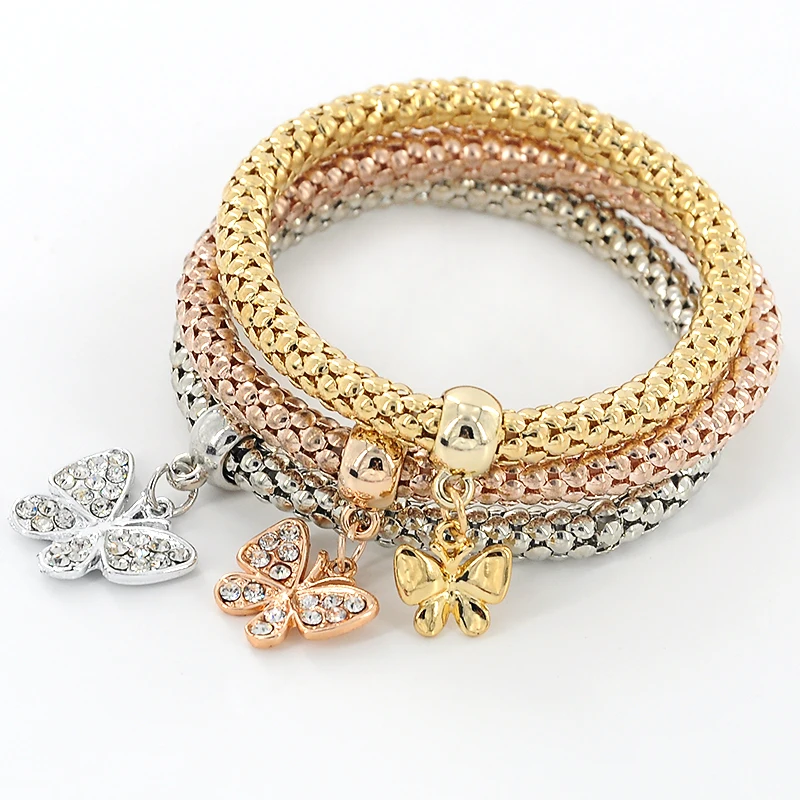 Download 3 PCS/SET Charm Crystal Elastic Multi layer Bracelets ...