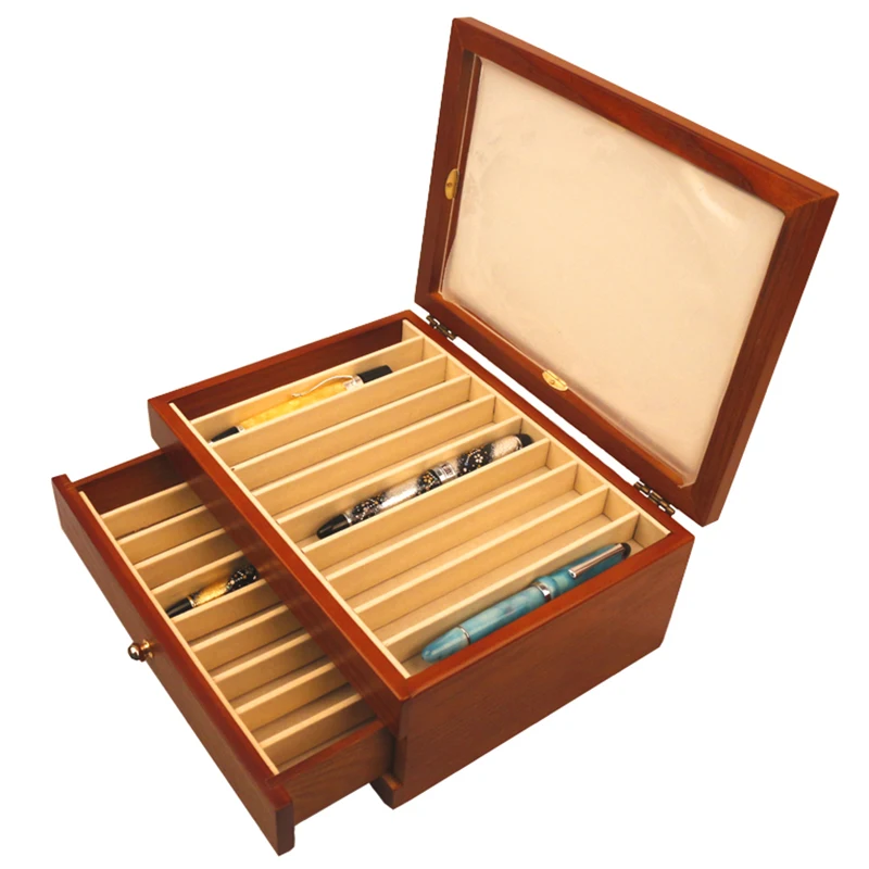 Ash Wood Pen Box 2 Layers Pen Case