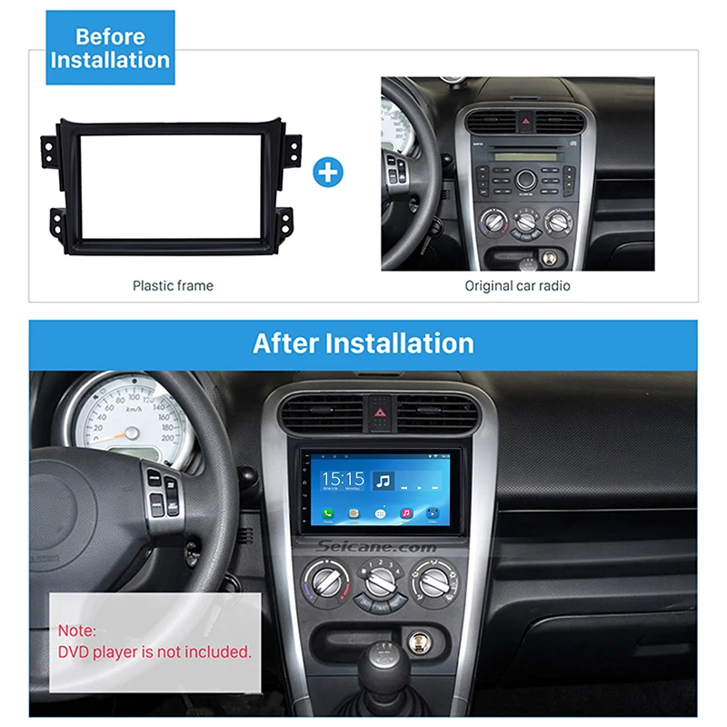 Seicane Hitam 2 Din Radio Mobil Fascia 