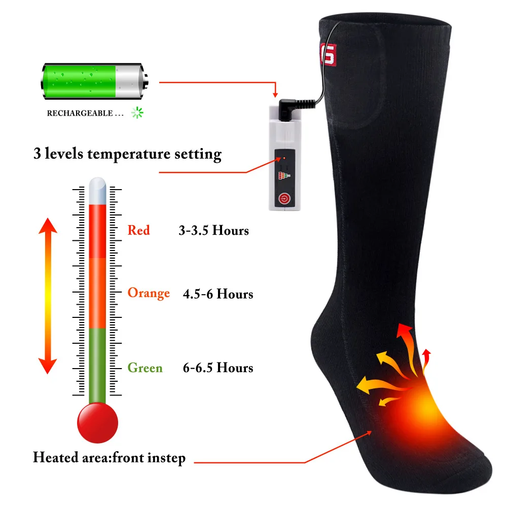 3,7 V носки с подогревом хлопок спандекс электрические нагревательные носки для зимы теплые мужские и женские с L M Размер опционально