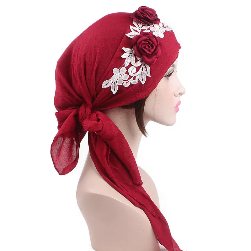 Women Cotton Bandanas Floral Turban Summer Beach Wear Head Wraps Hair