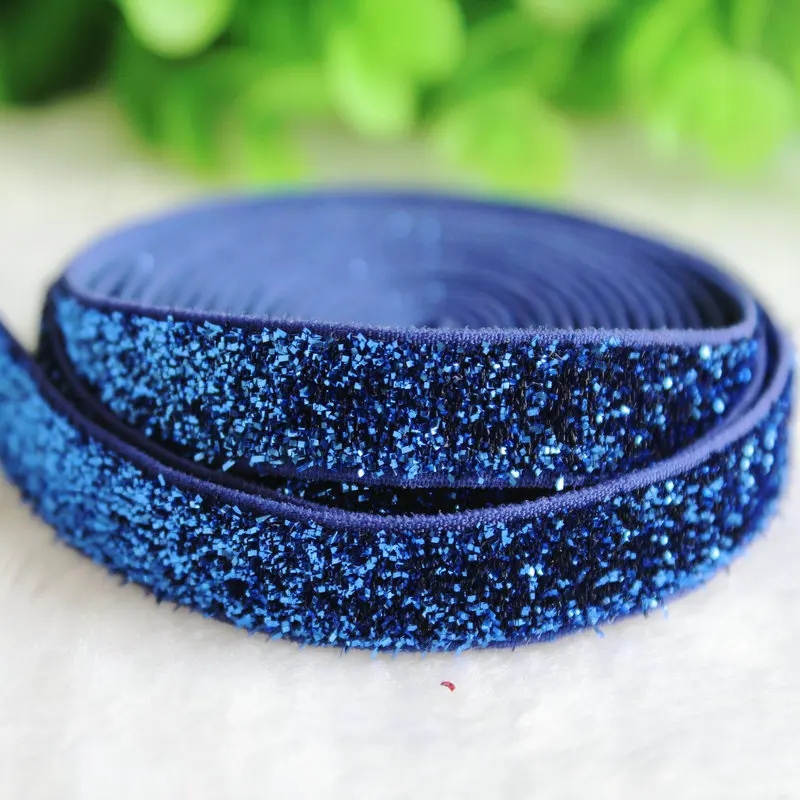 3/8'' 9mm 7 colors elastic glitter velvet ribbon glitter metallic hair