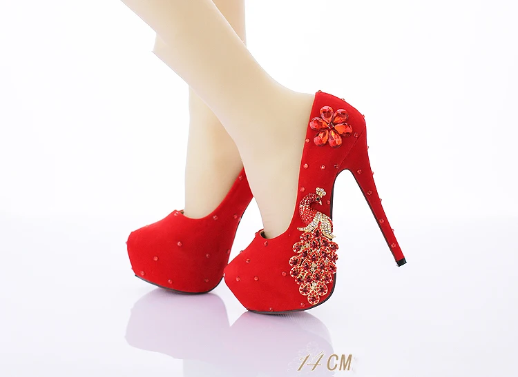 26_2018 Spring Red Stiletto High Heeled Platform Pumps Wedding Pointed Bridal Shoes Online 14cm Hot Sale