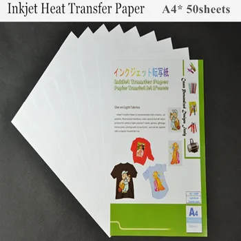 

(A4*50sheets) Inkjet Heat Transfer Printing Paper for Light Fabric T shirt Iron On Thermal Transfer Papel Transfer Paper Dye Ink