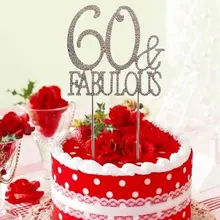 С золотым блеском 19 60-70& Сказочный торт Топпер вывеска 19/60/70th дня рождения, свадьбы, годовщины вечерние украшения поставки