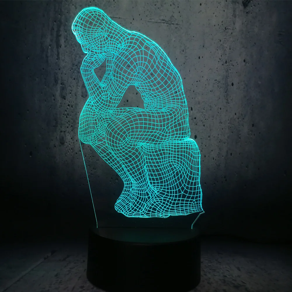 Скульптура thinker 3D Светодиодная лампа креативная атмосфера ночник красочный стол