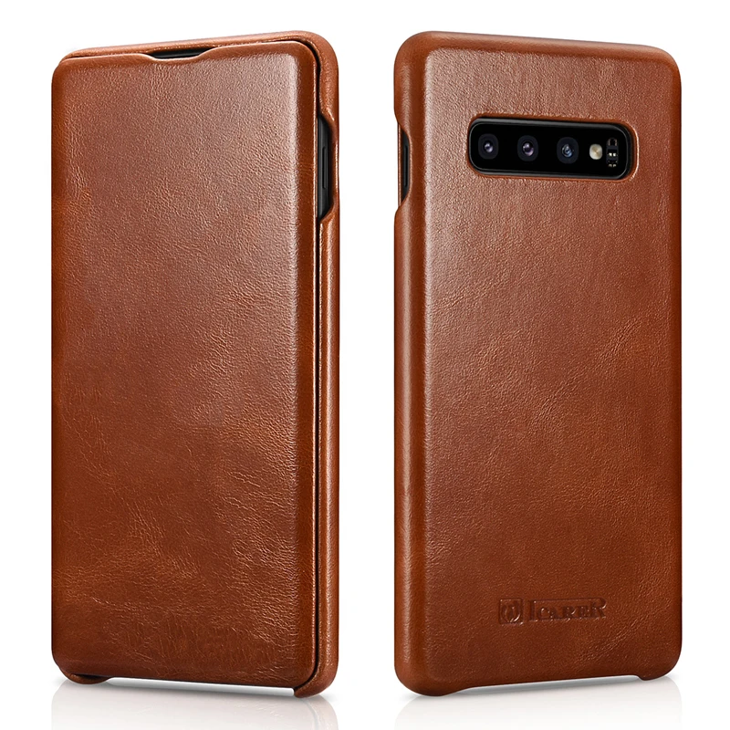 

icarer Luxury Shell for Samsung Galaxy S10 Plus Flip Case Genuine Leather Magnetic Covers for Galaxy S10 Cell Phone Cases