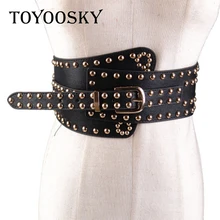 2018 Punk Designer Irregular Super Wide Buckle Women Belt with rivet PU Belt Elastic skinny belt for women cinto TOYOOSKY 2018 Punk Designer Irregular Super Wide Buckle Women Belt with rivet PU Belt Elastic skinny belt for women cinto TOYOOSKY