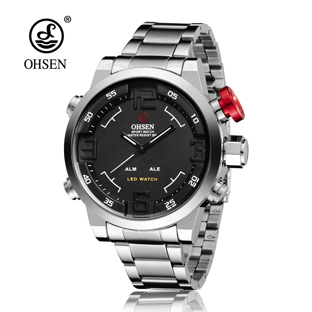 

Top Brand OHSEN Fashion Dual Time LED Clock Sports Waterproof Male Watch Digital Anolog Mens Army Wristwatch Quartz Montre Homme
