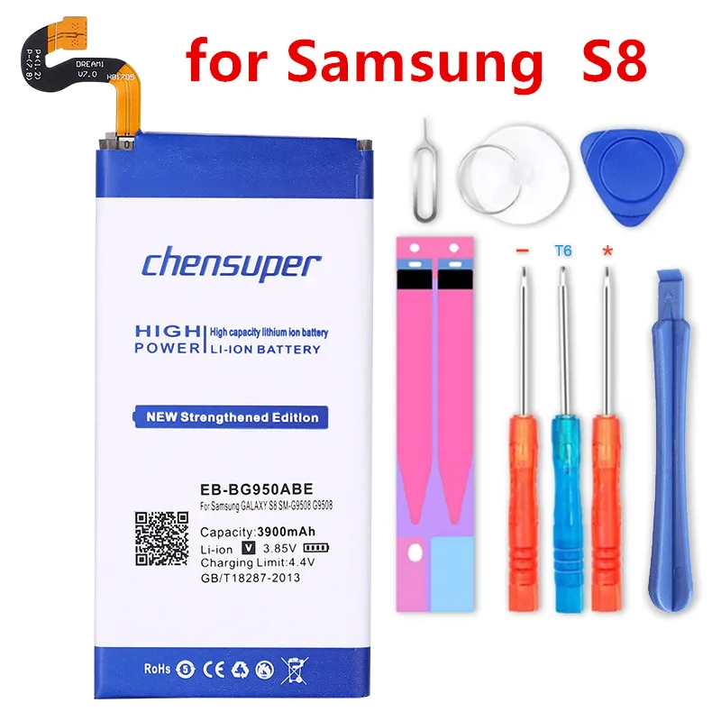 Chensuper 3900 мА/ч, EB-BG950ABE Батарея для Samsung Galaxy S8 SM-G9508 G9508 G9500 G950U SM-G G9500