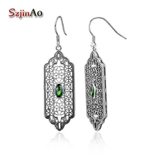 Szjinao Роскошные брендовые ювелирные изделия Модные Подвесные серьги зеленый изумруд Элегантные Очаровательные серьги Brincos