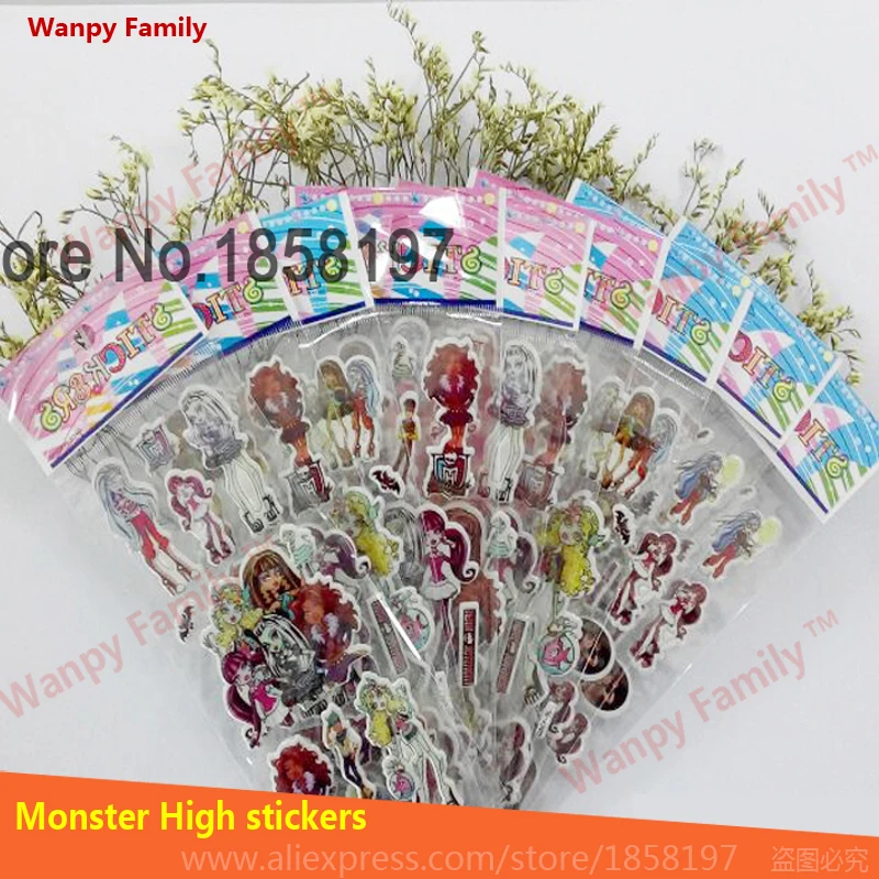 

3d Animation Monster High Bubble stickers,Monster High 3d mini stickers for kids Birthday Gift toys stickers