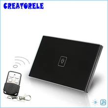 US-Standard Controller Dimmer Berührungsschalter Schwarz 1 Gang 1 way glasscheibe led entlegenes smart steuer haus hause