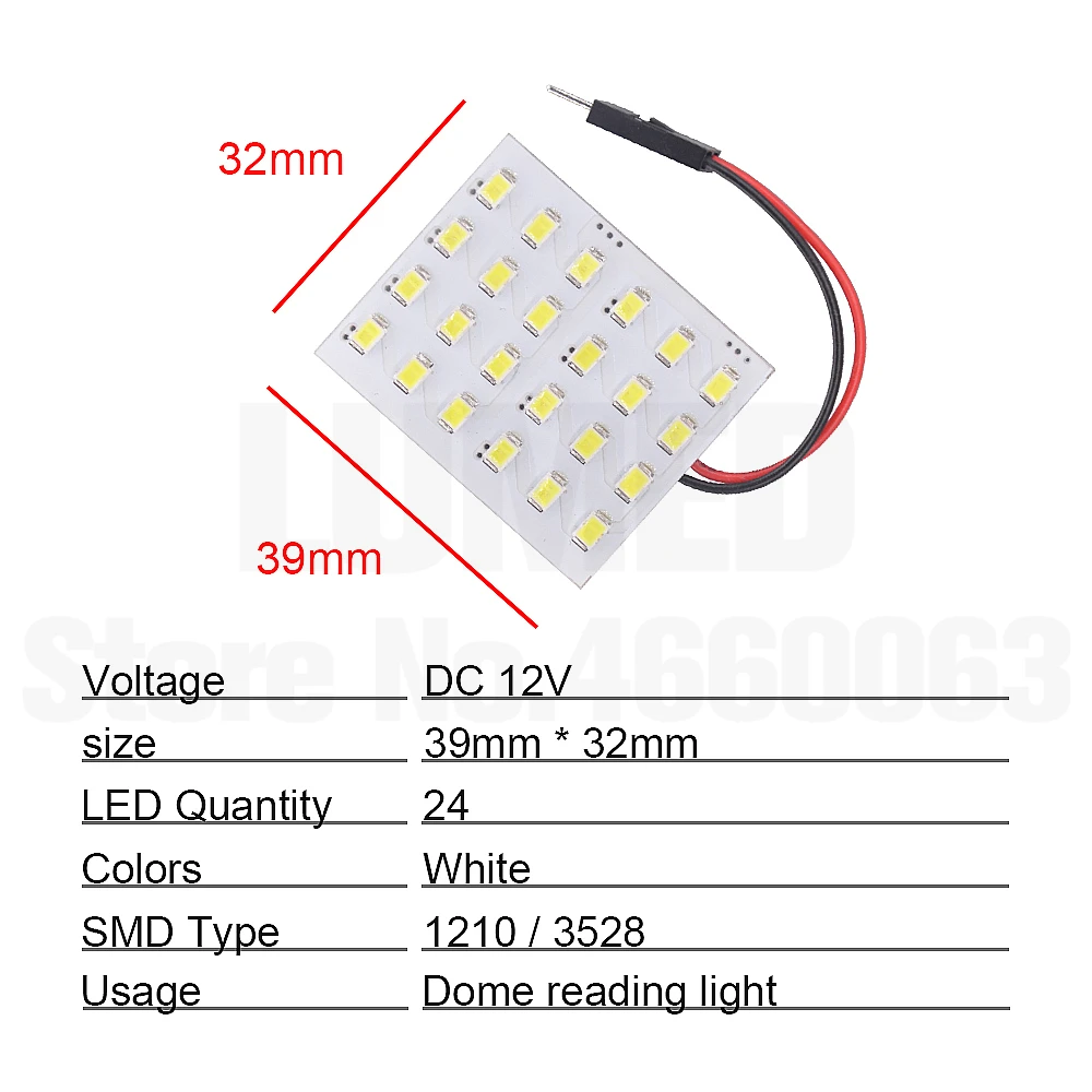 2x T10 1210 SMD светодиодный автомобиль панель лампы авто Интерьер светильник Купол