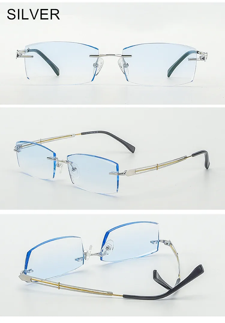 Титановые очки мужские без оправы по рецепту для чтения близорукость фотохромные модные очки Большие широкие очки с цветными линзами