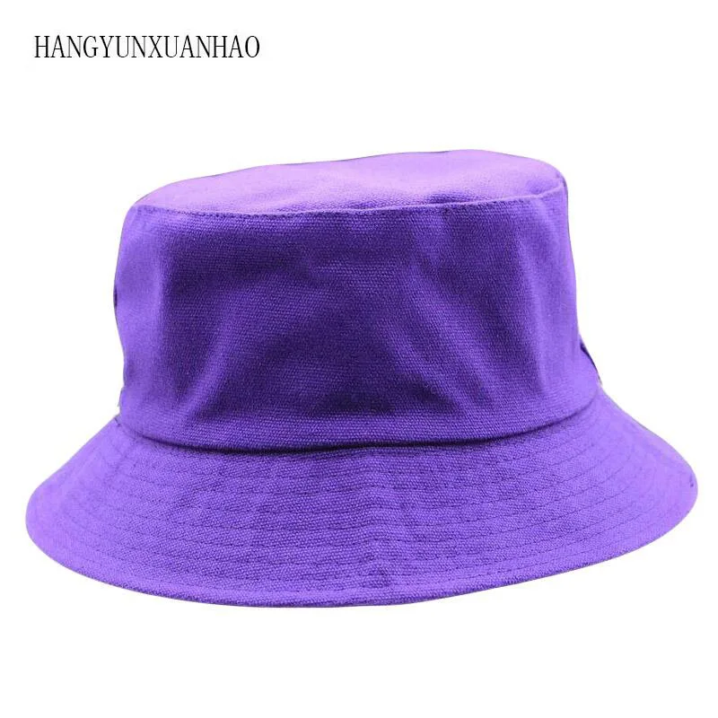 

HANGYUNXUANHAO Male Summer Two Sides Wear Fisherman Hat Woman Outdoors Sun Hat Men 100% Cotton Plain Panama Bucket Hats Bones