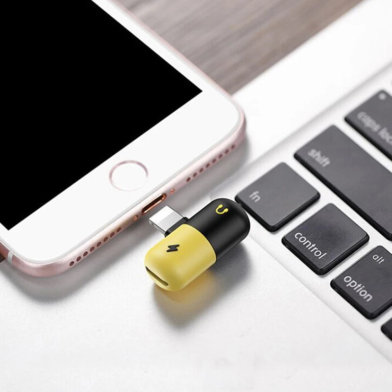 

Dual Ports Lighting Phone Charger Converter For iphone X 8 7 Plus 2 in 1 Mini AUX Splitter Convertor Charging Cable Adapter