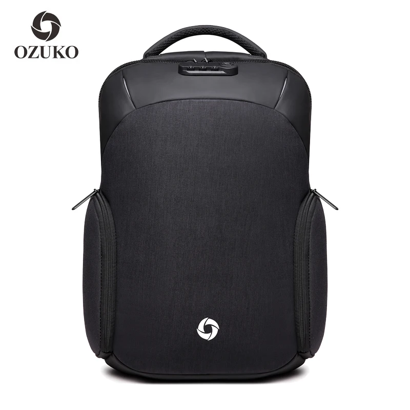 

OZUKO Brand Cool Men Anti theft USB Charging Backpacks Travel Bag with Rain Head Cover