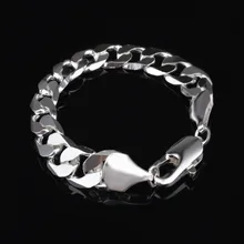 Панк классический звено цепи браслет для мужчин ширина 12 мм серебро/золото цвет манжеты ювелирные изделия подарок Прямая поставка