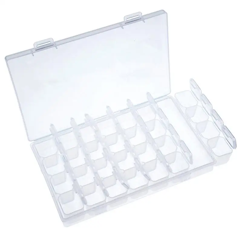 

LUOEM 28 Grids Transparent Tablet Medicine Box Organizer Storage Box Jewelry Storage Organizer Box with Removable Dividers